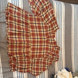 Babydoll Plaid Balloon Sleeve Blouse